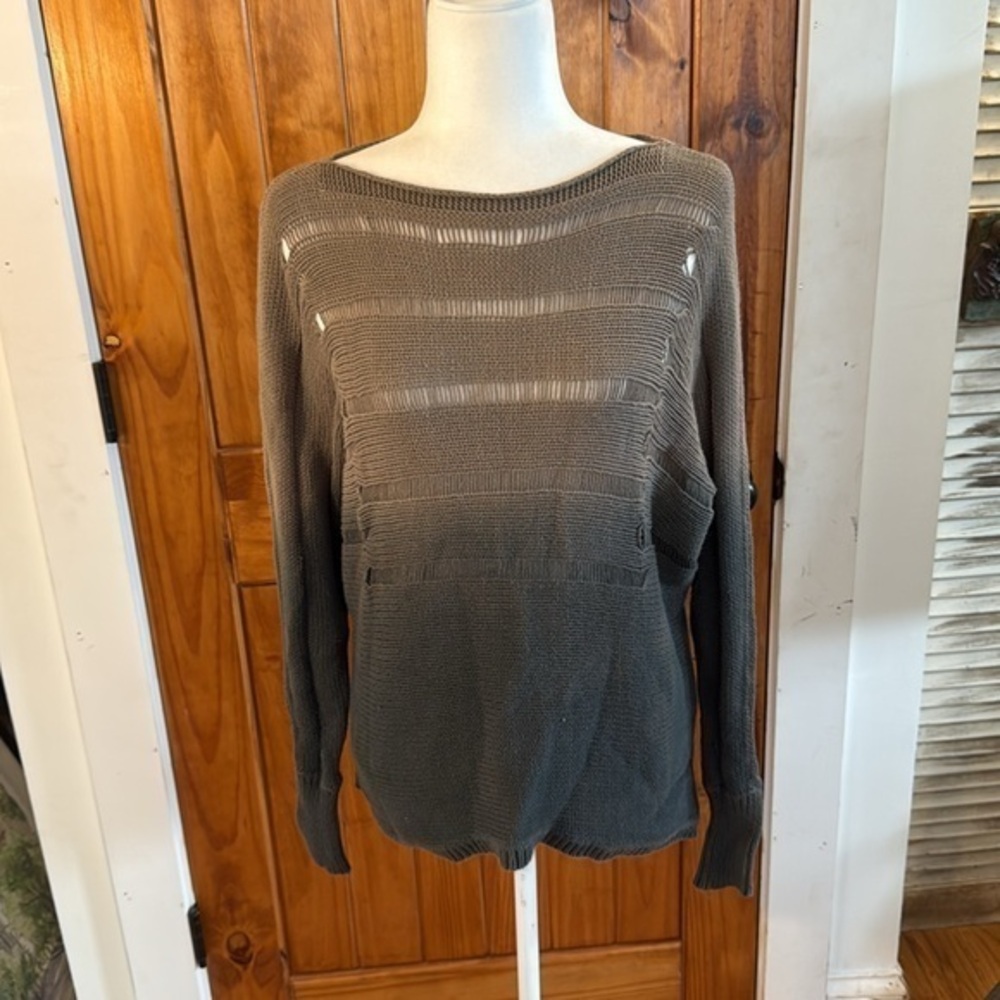 Rock & Republic Green and Gray Crew Neck Sweater